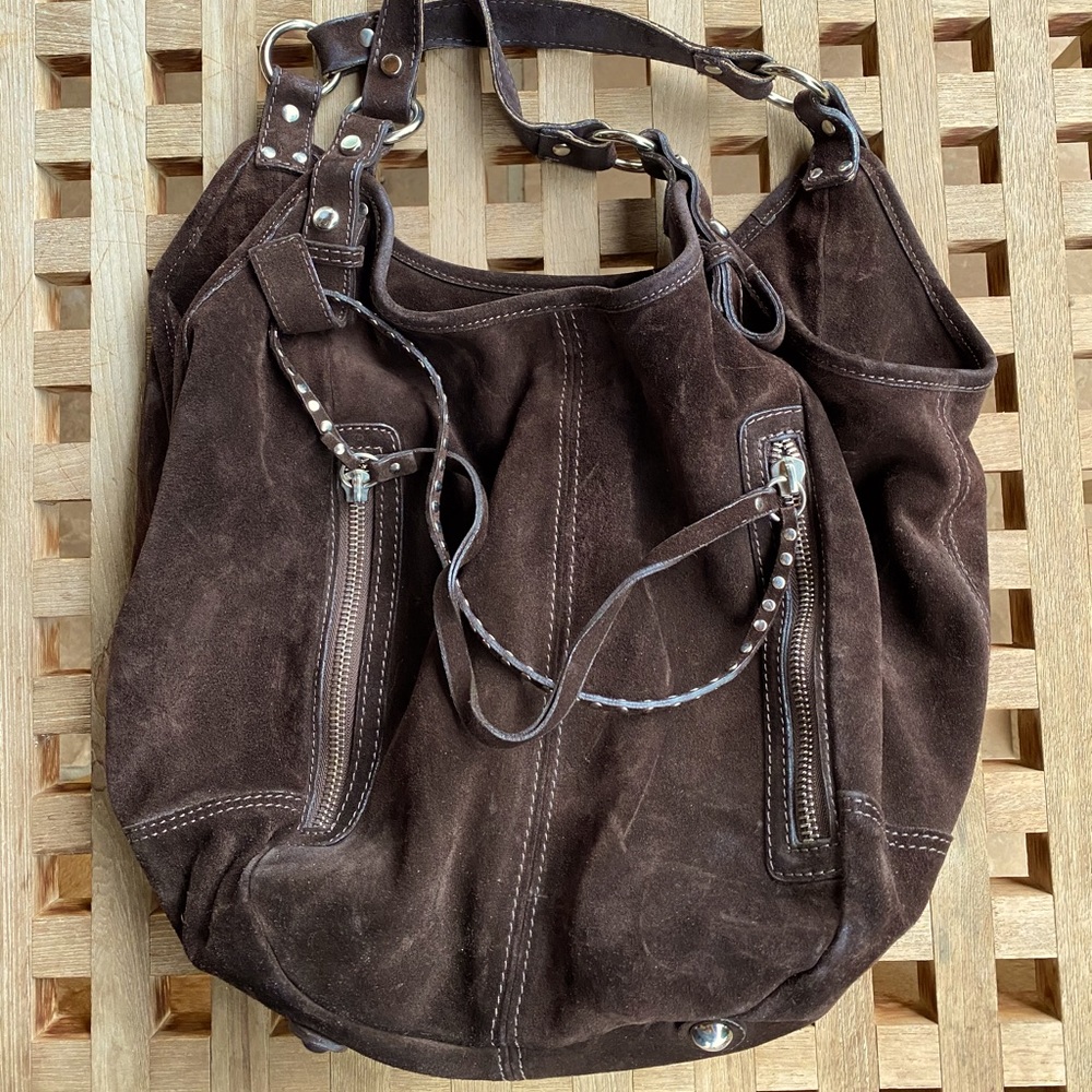 Via Repubblica Studded Zip Pull Leather Purse